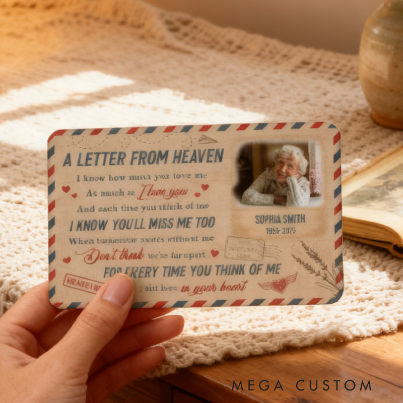 Personalised Memorial Wallet Card A Letter From Heaven Metal Keepsake Gift In Memory Gift Memorial Cards Memorial Gift From Photo