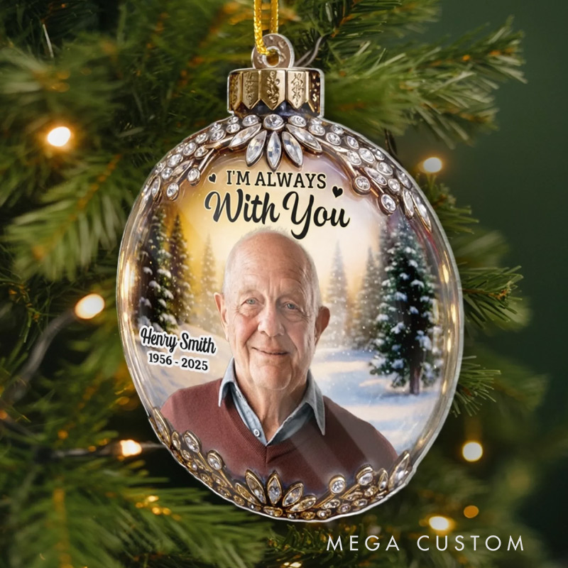 Personalized Photo Acrylic Ornament Christmas Memorial Sympathy Gifts for Loss of Loved One In Every Sunset I Feel You