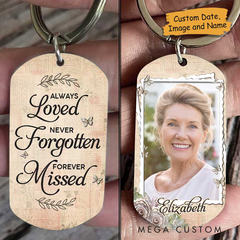 Personalized Memorial Photo Keychain Always Loved Never Forgotten Forever Missed Keychain Memorial Gift