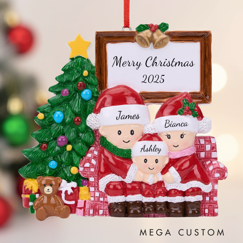 Personalized 2025 Christmas Ornament with Family Member Name Family Ornament Family of 3 4 5 Ornament Christmas Keepsake