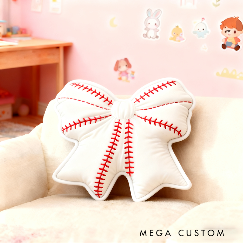 Personalized Soccer Ball Pattern Bow Shaped Pillow with Custom Ball Design
