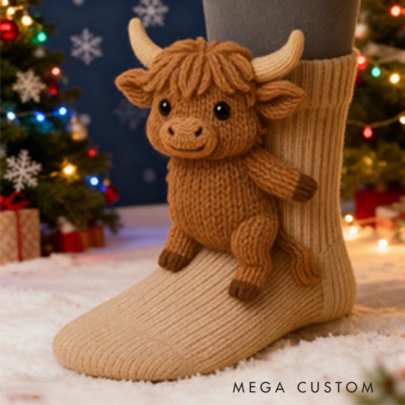 Personalized 3D Knit Animal Sloth Socks Koala Santa Claus Elk Panda Funny Animal Socks Hand Crocheted Funny Christmas Gift Warm Floor Socks