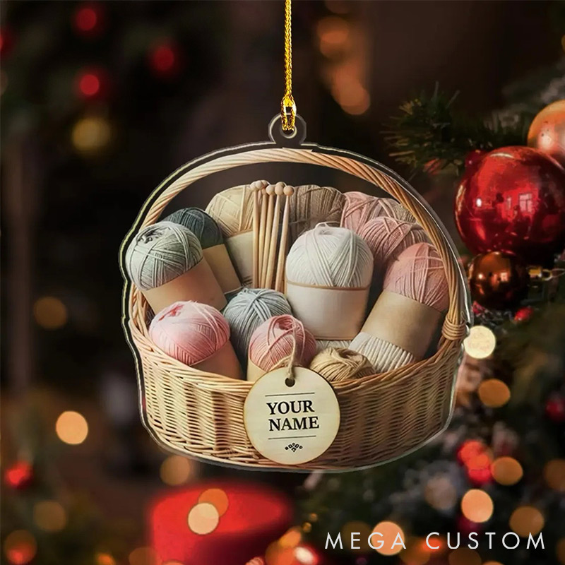Personalized Knitting Yarns Box Ornament for Crochet Lover