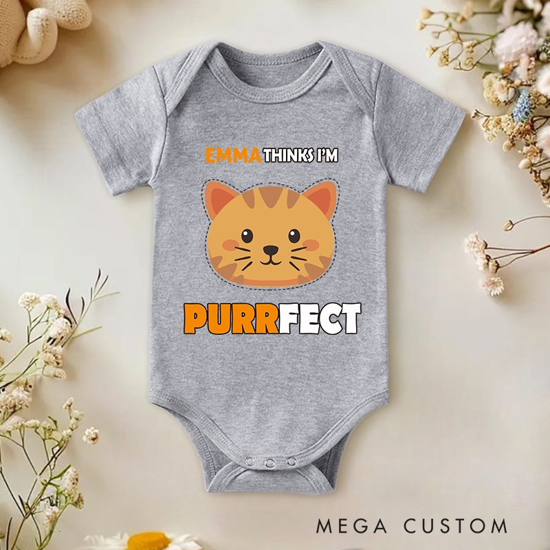 Personalized My Cat Thinks I'm Purrfect Baby Onesie Pet Lover Gift