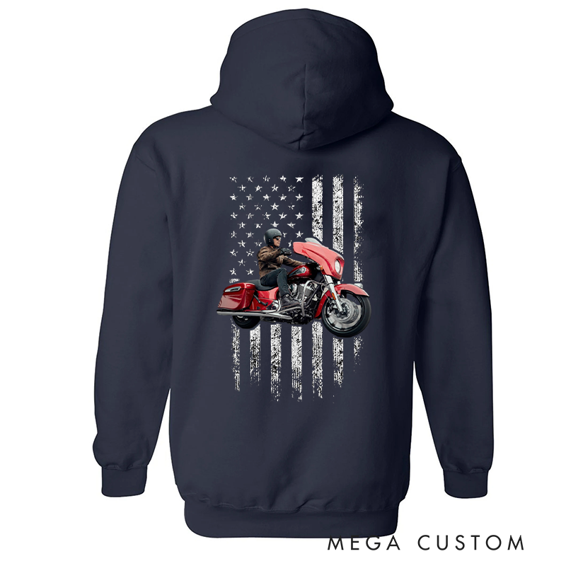 Personalized Motorcycle Hoodie with Custom Photo and Text Perfect Gift for Motorcycle Enthusiasts