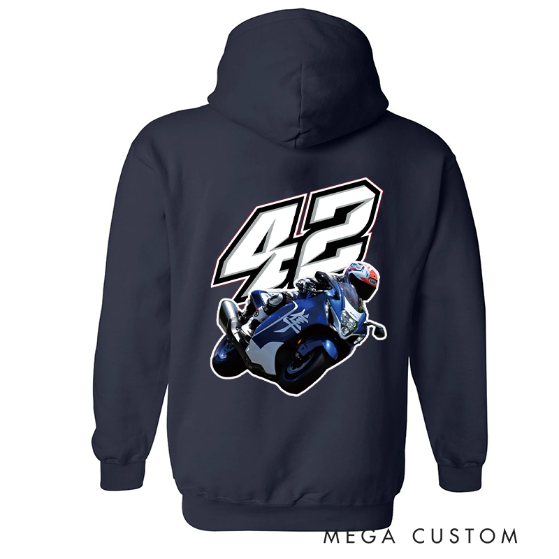 Personalized Sportbike Hoodie with Custom Number and Rider Graphic Perfect Gift for Motorcycle Racing Enthusiasts