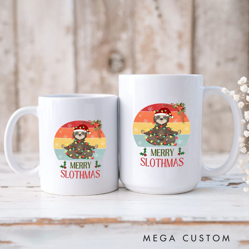 Personalized Christmas Yoga Mug Sloth Yoga Mug Funny Yoga Mug Perfect Holiday Gift for Yoga Enthusiasts Relaxing and Festive Drinkware