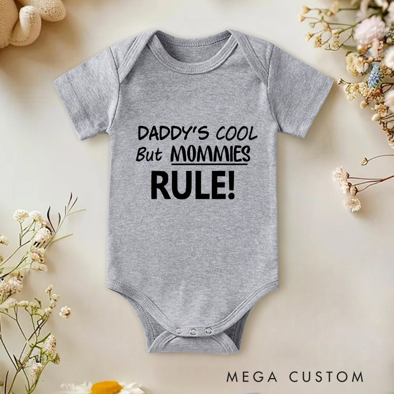 Personalized Daddy's Cool but Mommies Rule Baby Onesie Baby Shower Gift