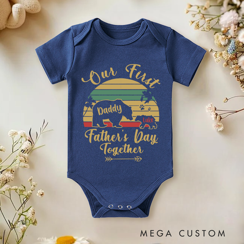 Personalized Our 1st Fathers Day Together Baby Onesie Dad Gift For Baby
