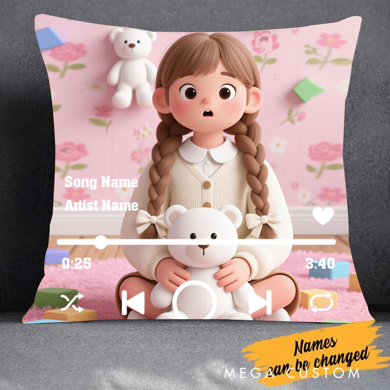 Personalized Song Throw Pillow and Custom Music and Photo Throw Pillow Music Plaque and Christmas Gifts for Kids