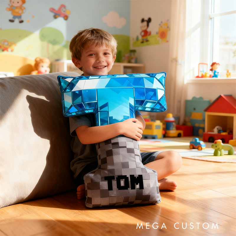 Personalized Graphic 3D Print Pixel Diamond Shaped Pillow for Game Lovers Plush Pillow Christmas Gift for Kids