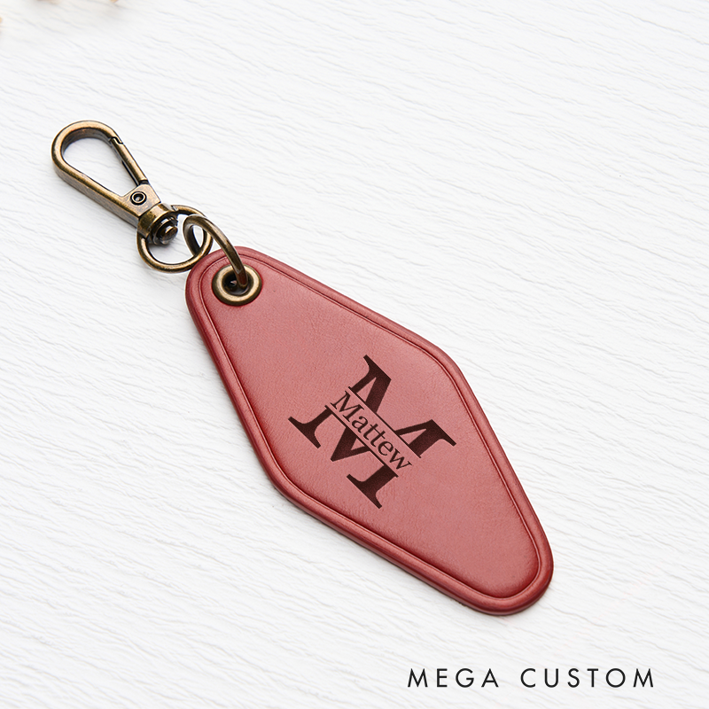 Personalized Leather Keychain for Men Custom Keychain with Name Engraved Leather Key Chain Anniversary Gift for Him Groomsmen Gift Birthday Gift for Dad Boyfriend Husband