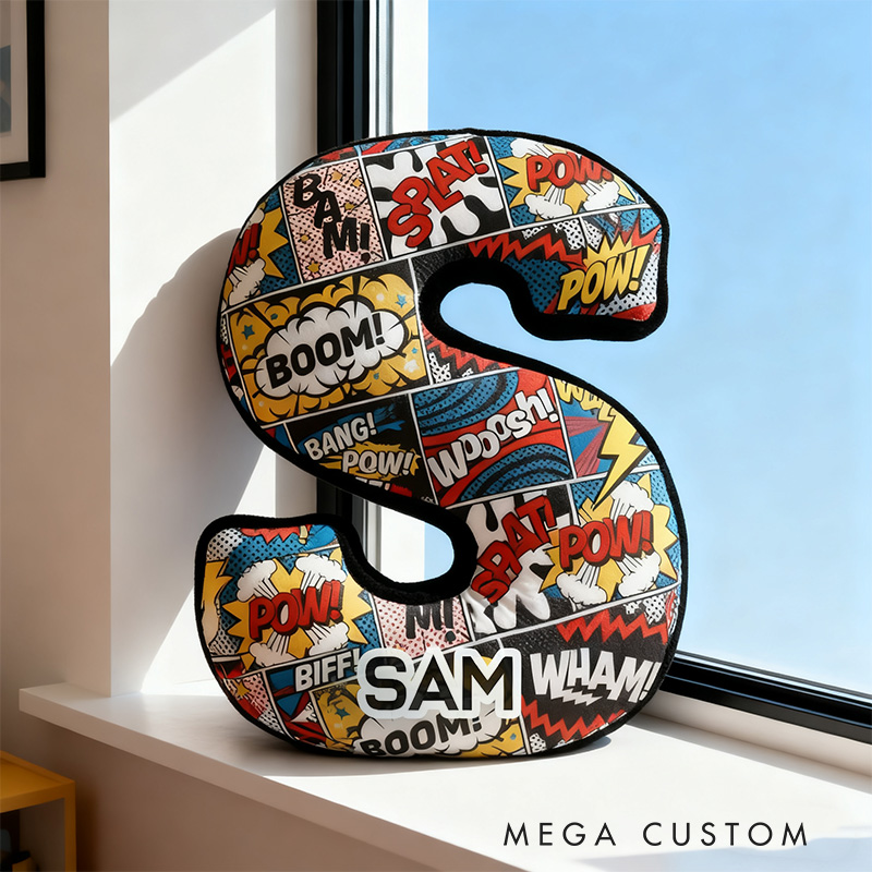 Personalized Comic Alphabet Shaped Pillow for Comic Anime Lovers Initial Pillow Christmas Gift for Kids Teenagers