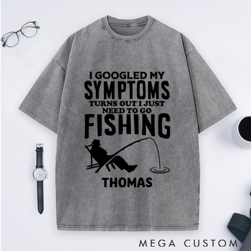 Personalized Fishing T-Shirt Funny Fishing Washed T-Shirt Custom Name Sweatshirt Humorous Design Perfect for Fishing Enthusiasts
