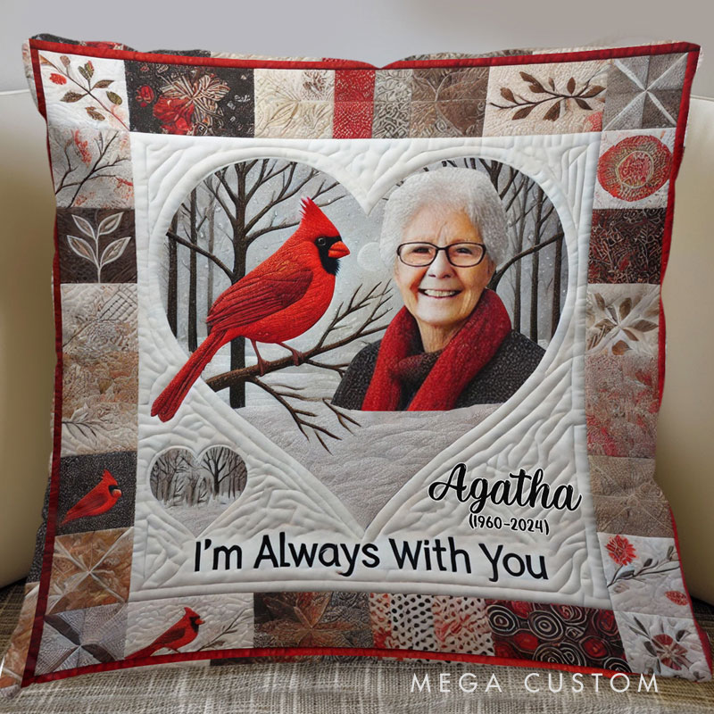 Personalized Memorial Photo Throw Pillow I'm Always With You Graphic 3D Print Pillow Memorial Gift for Loss of Loved One