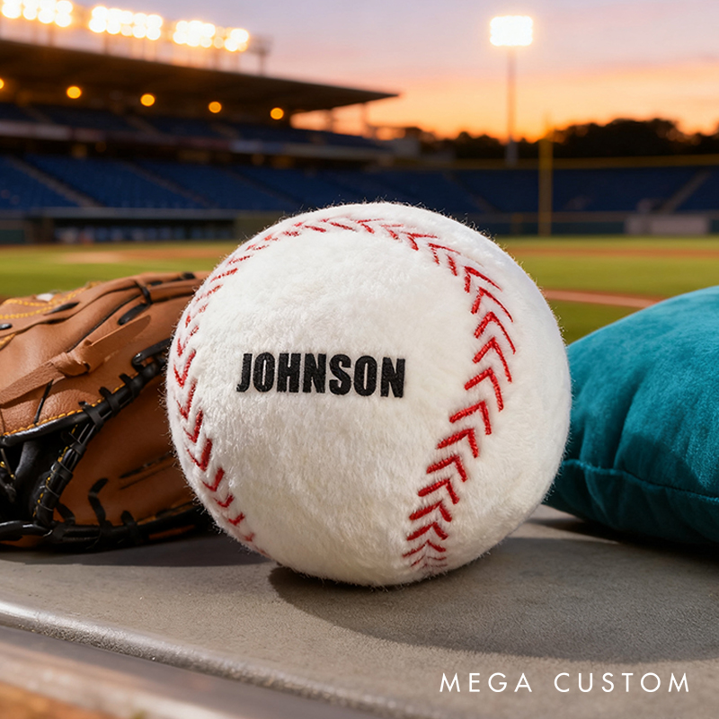 Personalized Baseball Shaped Pillow with Custom Name for Sports Lovers and Kids