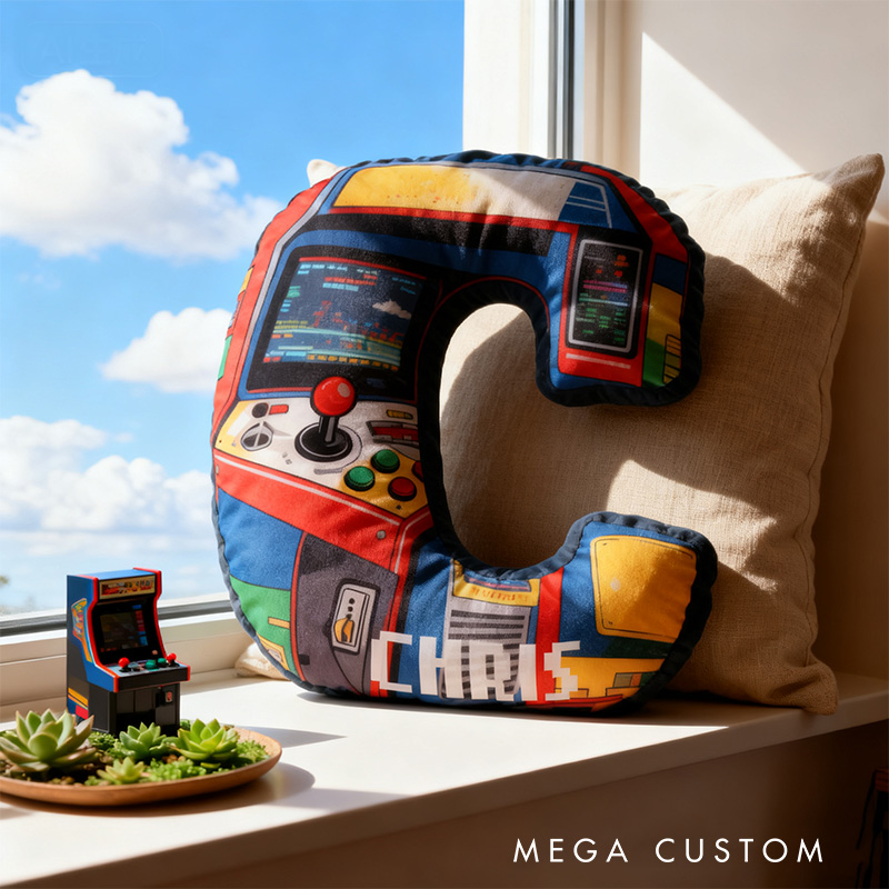 Personalized Graphic 3D Print Arcade Machine Gamer Shaped Pillow for Game Lovers Plush Pillow Christmas Gift for Kids