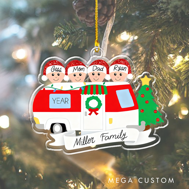 Personalized Rv Camper Ornament Camping Gift Accessories 2025 Group Family Rv Decorations Friends Van Travel Trailer Christmas Ornament