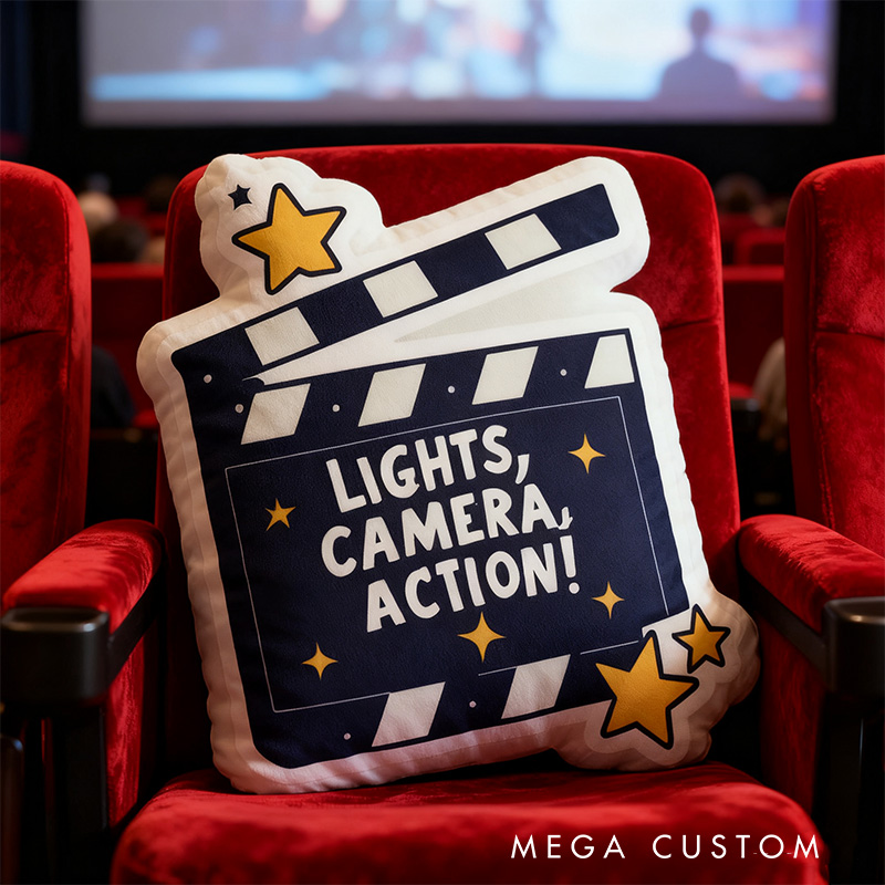 Personalized Movie Clapper Shaped Pillow for Movie Lovers Shaped Pillow Christmas Gift for Kids Family