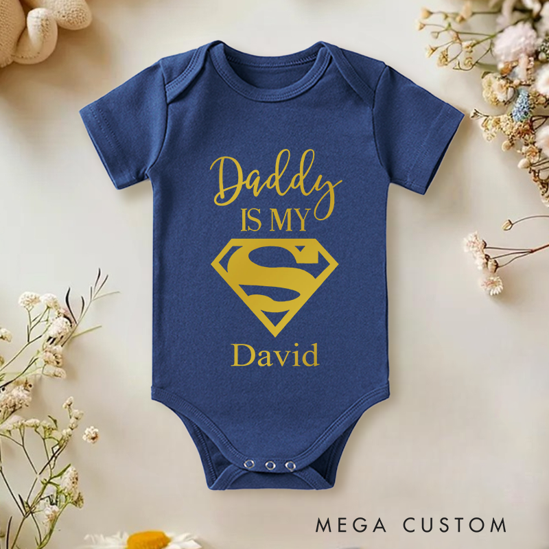 Personalized Daddy Is My Hero Funny Print Baby Onesie Father's Day Gifts