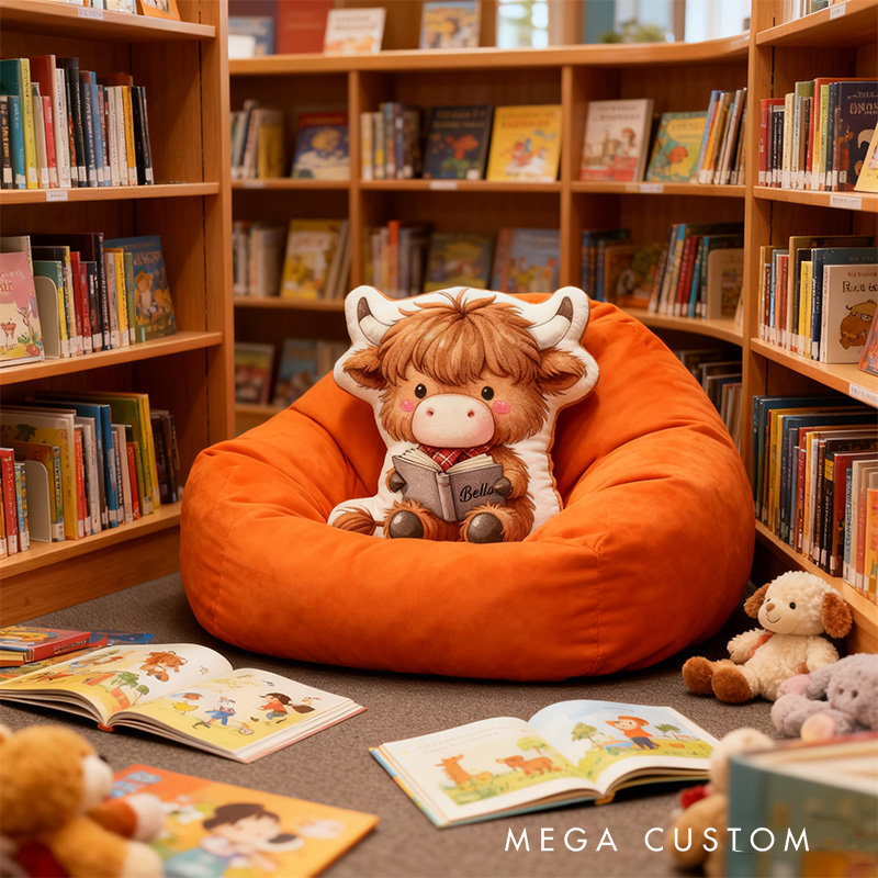 Personalized Reading Cow Throw Pillow Graphic 3D Print Animal Pillow with Name for Kids Boys Girls Christmas Gifts Birthday Gift