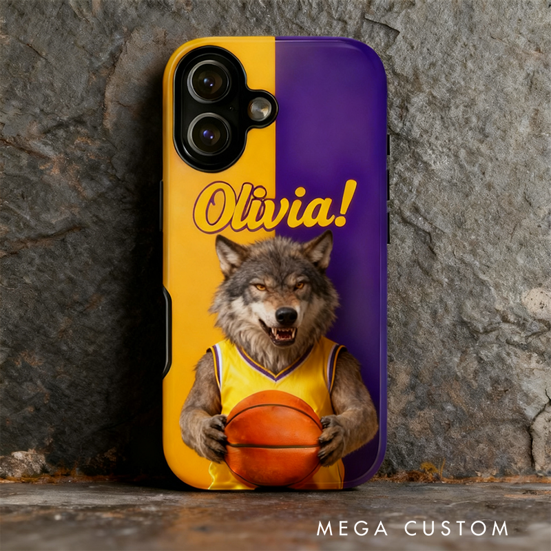 Personalized Basketball Phone Case with Custom Name and Animal Design