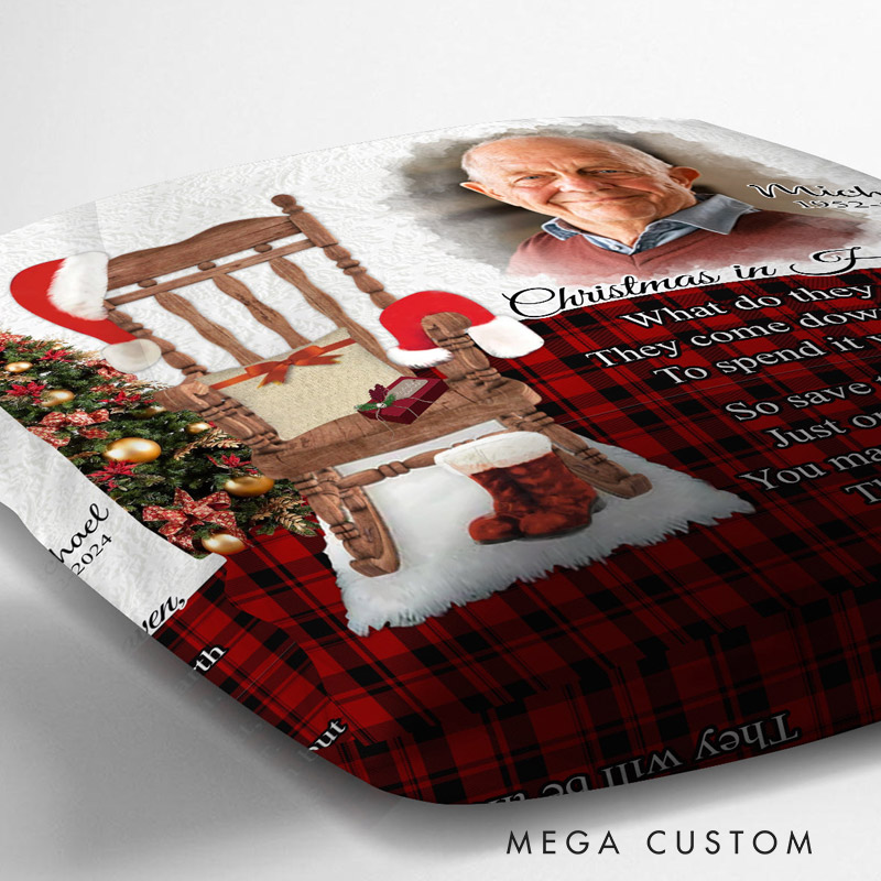 Personalized Memorial Throw Pillow Christmas In Heaven Custom Photo Pillow Sympathy Gift for Loss of Loved One 