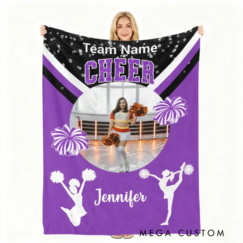 Personalized Cheerleading Blanket with Custom Name, Team, and Color Customization