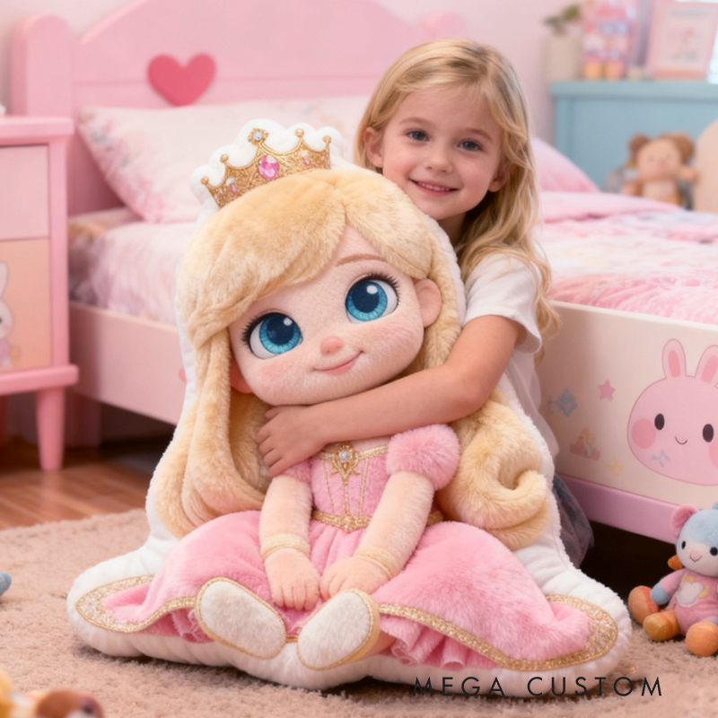 Personalized Cute Cartoon Princess Graphic 3D Print Pillow Christmas Gift for Kids 