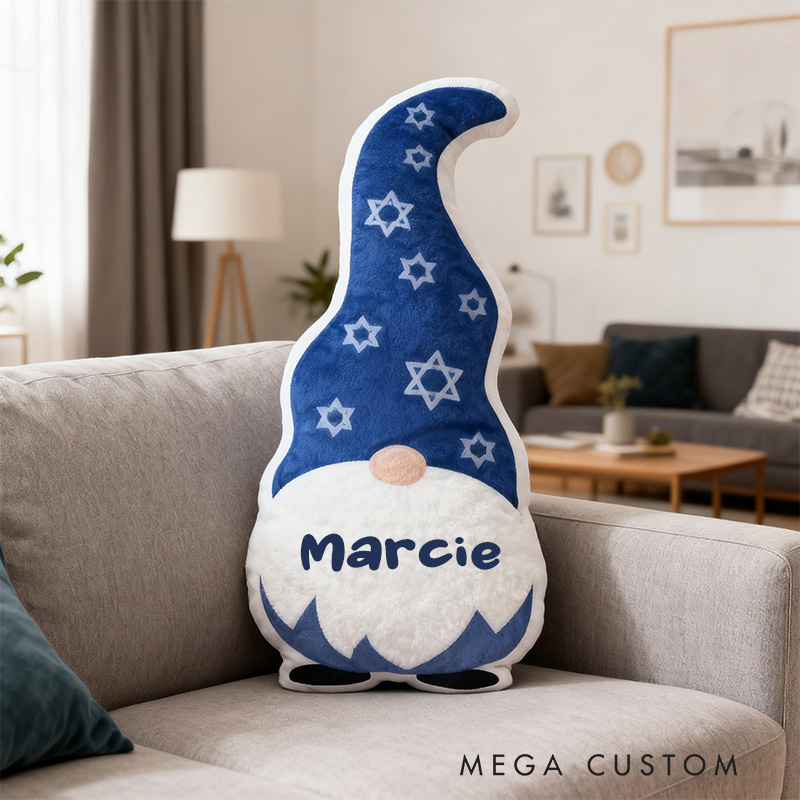 Personalized Cute Hanukkah Gnome Pillow with Custom Name Home Decor Happy Hanukkah Gift for Jewish Family