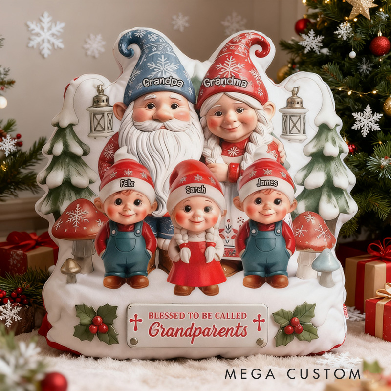 Personalized Blessed To Be Called Grandparents Pillow with Custom 1-10 Kids Name Home Decor Christian Gift for Christmas Family