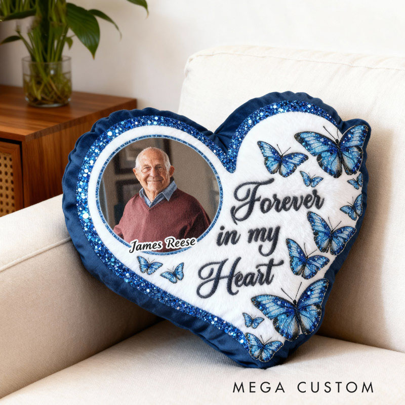 Personalized Memorial Photo Throw Pillow Forever In My Heart Custom Double Sided Pillow Sympathy Gift 