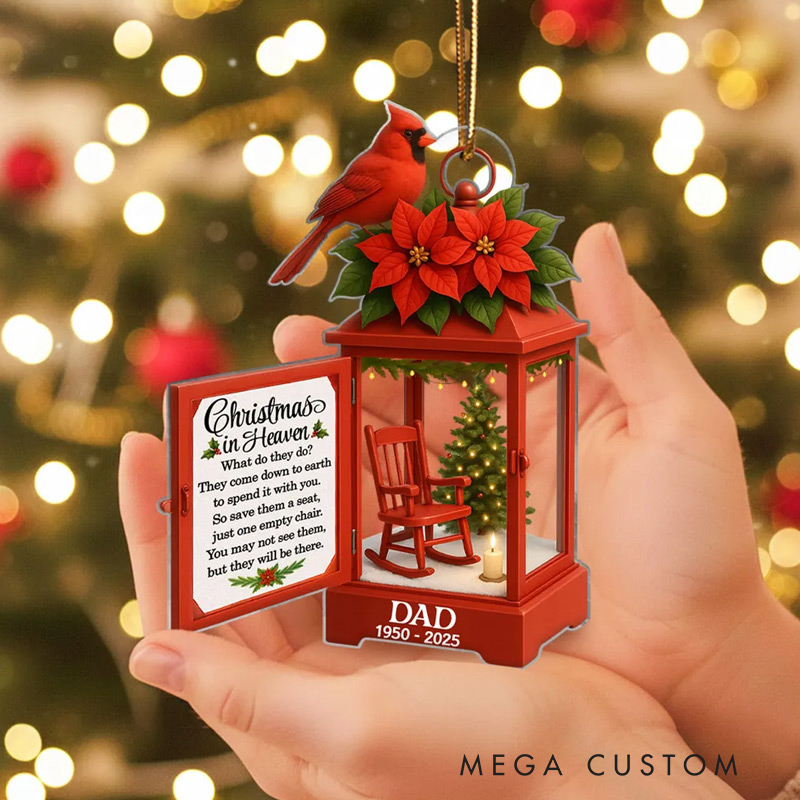 Personalized Lantern Memorial Chistmas Ornament Christmas In Heaven Sympathy Gift for Loss of Loved Ones