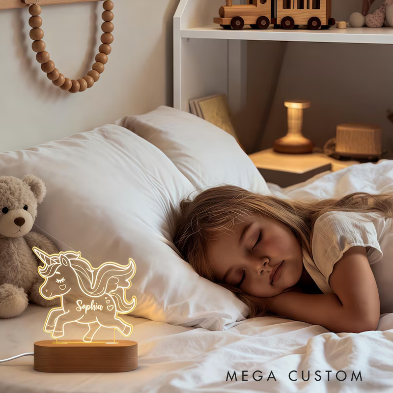 Personalized Unicorn Night Light Light New Baby Girl Boy Gift Kids Bedroom Lamp