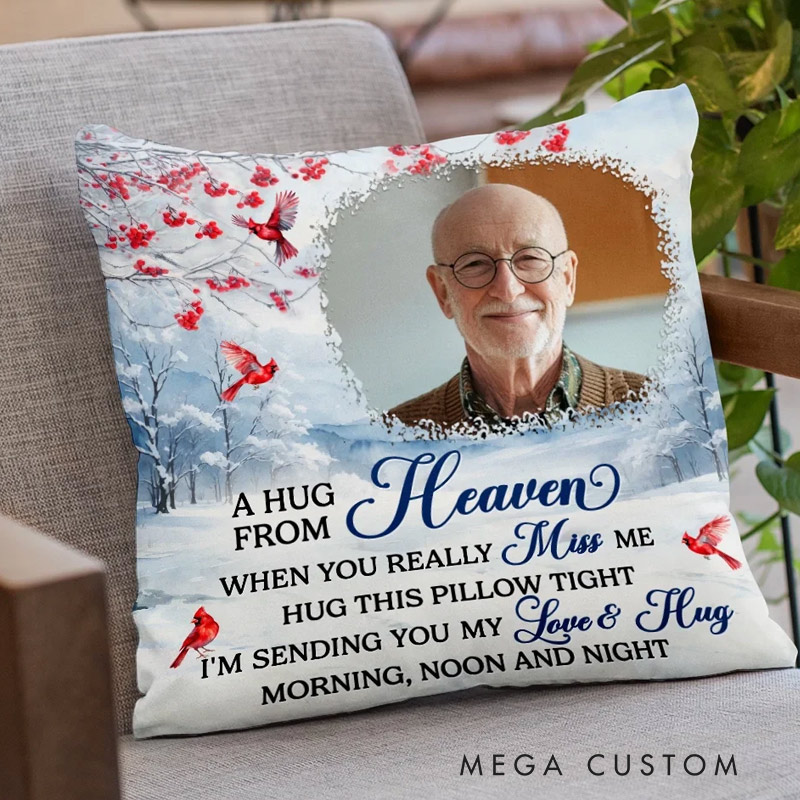 Personalized Memorial Photo Pillow An Embrace From The Skies Custom Double Sided Pillow Sympathy Gift Christmas Gift for Family Members