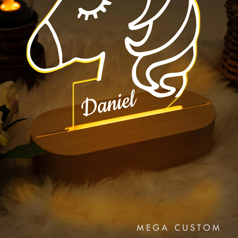 Personalized Unicorn Night Light Light New Baby Girl Gift Kids Bedroom Lamp