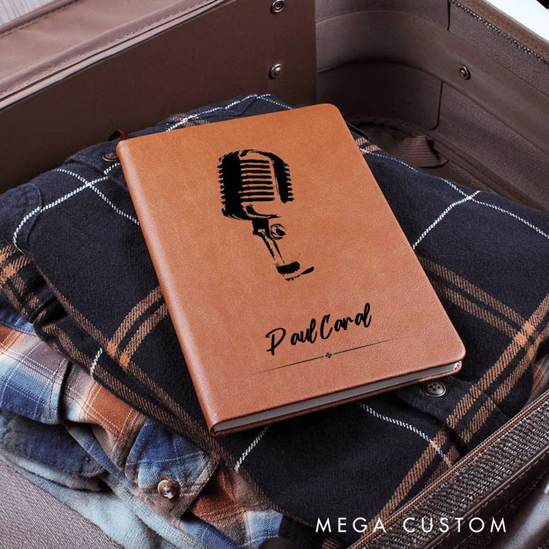 Personalized Classic Microphone Journal Custom Lyric Journal Gift for Singer and Songwriter and Artist and DJ and Podcast and Speaker