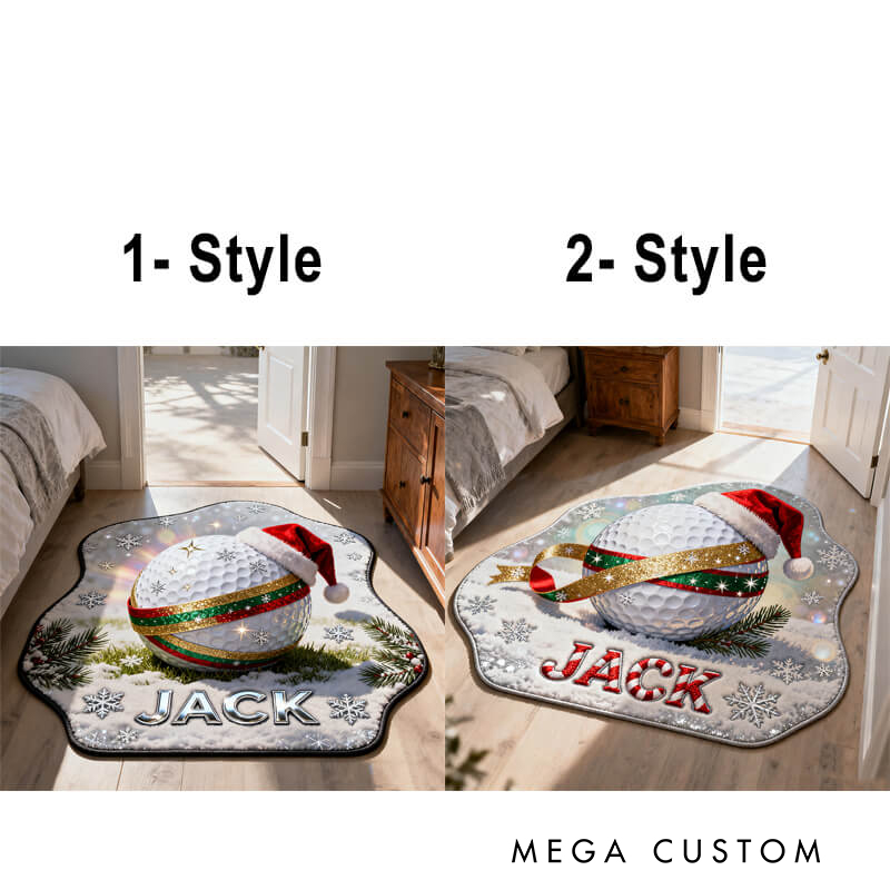Personalized Christmas Golf Rug with Custom Name and Santa Hat
