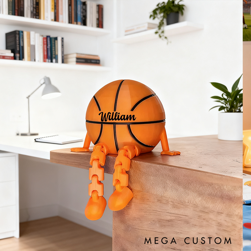 Personalized Basketball Decor with Dangling Legs and Custom Name