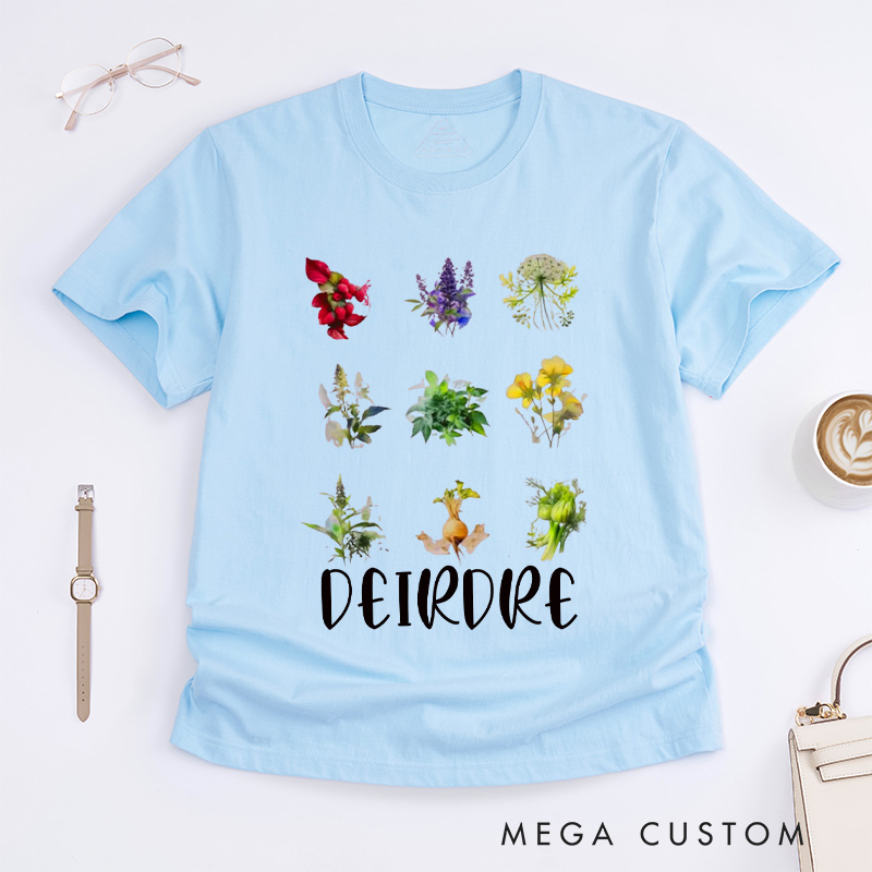 Personalized Women's Reproductive Health Herbs Classic T-Shirts Plant Lover Tee Shirt Gardening Shirt for Gardener Gift Gardening Lover Gift