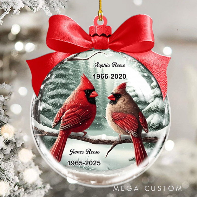 Personalized Memorial Ornament Winter Scene Memorial Cardinal 3D Effect Acrylic Ornament Sympathy Gift for Family Members