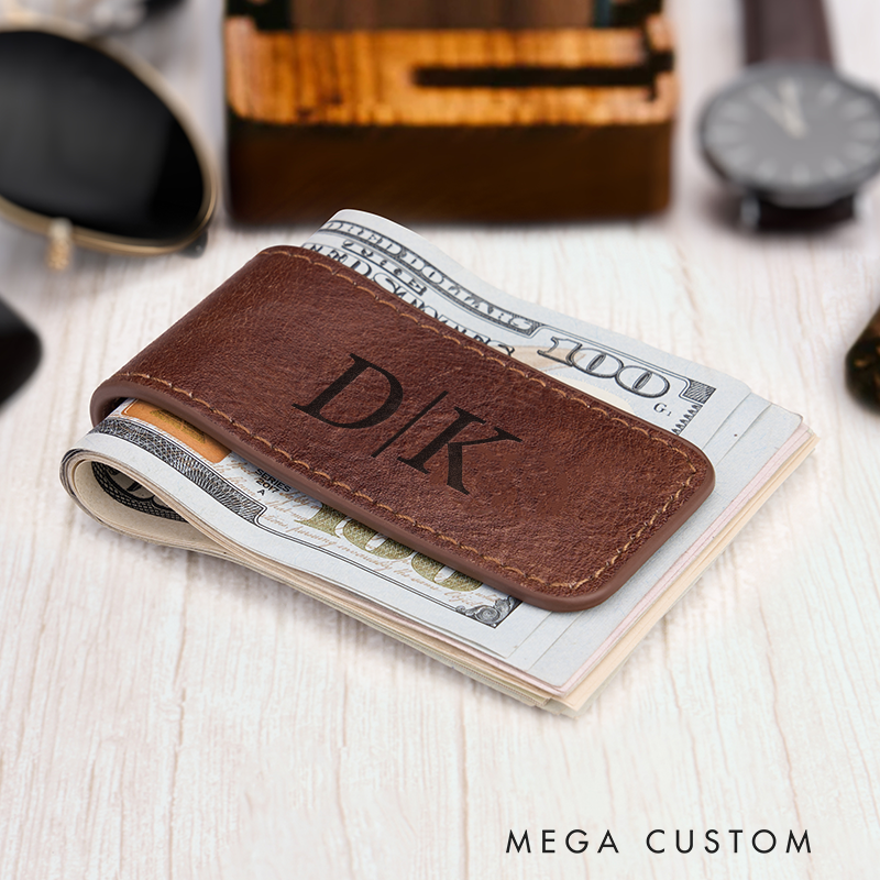 Personalized Leather Money Clip Wallet for Him Custom Money Clip with Name Engraved Money Clip for Men Groomsmen Money Clip Wedding Gift