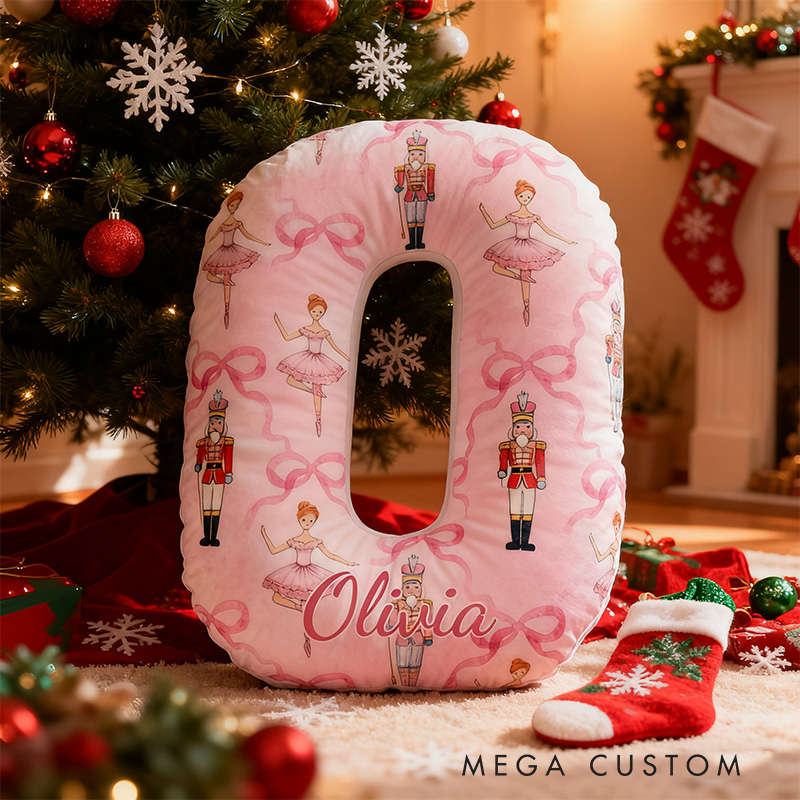 Personalized Nutcracker Ballet Alphabet Shaped Pillow for Dance Lovers Initial Pillow Christmas Gift for Kids