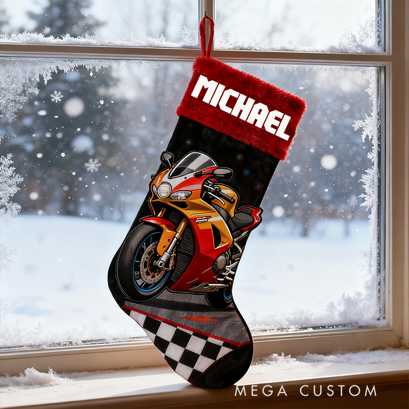 Personalized Motorcycle Engine Christmas Stocking for Enthusiasts Family Christmas Gifts Xmas Gift