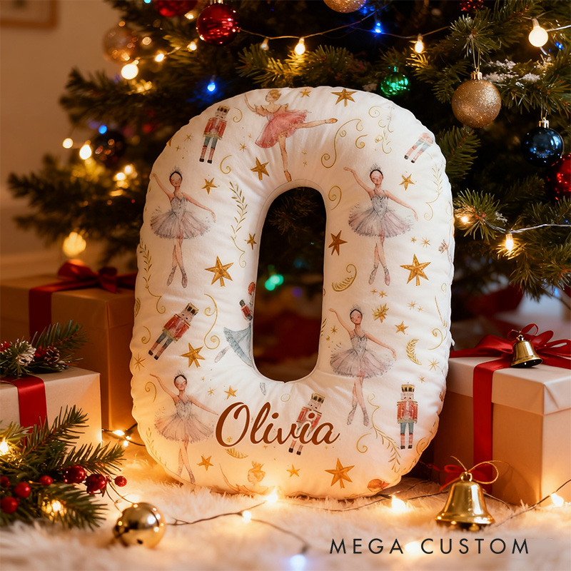Personalized Ballet White Dream Alphabet Shaped Pillow for Dance Lovers Initial Pillow Christmas Gift for Kids