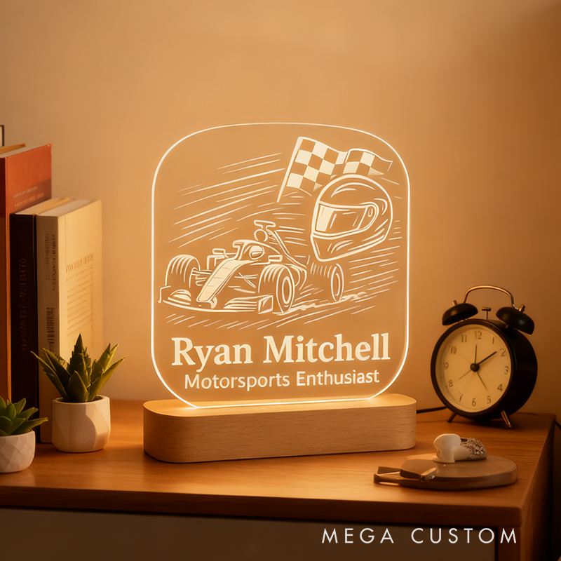 Personalized Racing Car Gift Custom Driver Name Decor Car Motorsport LED Night Light Lover Gift Race Fan Lamp
