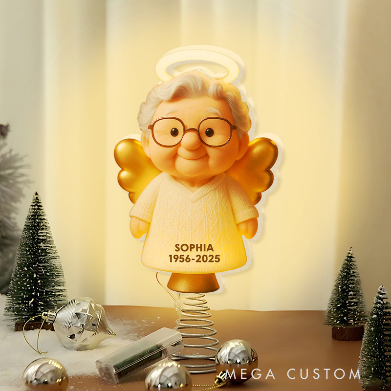 Personalized Memorial LED Light Tree Topper Christmas Memorial  Gift for Family