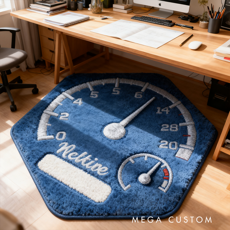 Personalized Speedometer-Themed Rug for Motorsport Enthusiasts Custom Name RACER Speed Rugs Xmas Gigt