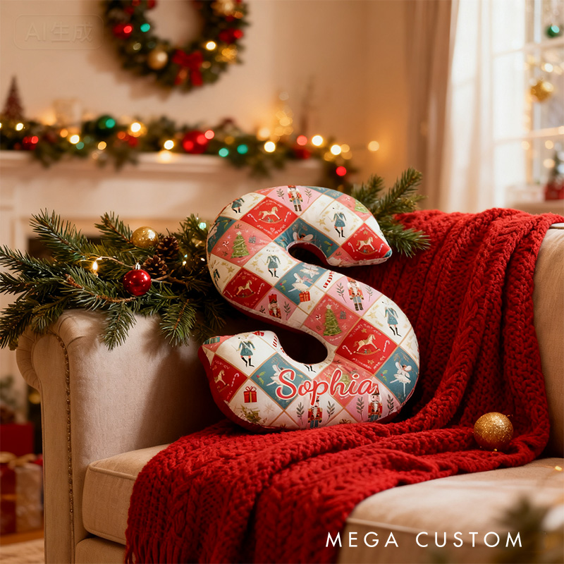 Personalized Nutcracker Fairy Ballet Alphabet Shaped Pillow for Dance Lovers Initial Pillow Christmas Gift for Kids