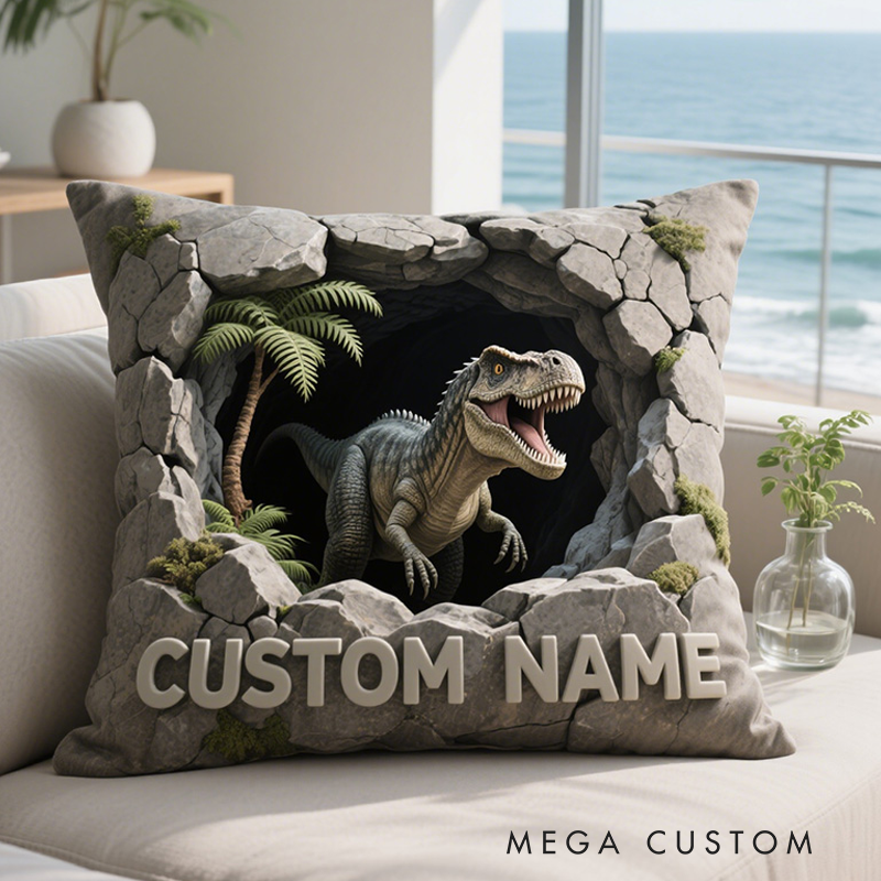 Personalized 3D Dinosaurs with Name Graphic 3D Print Pillow Christmas Gift for Kids Birthday Gift